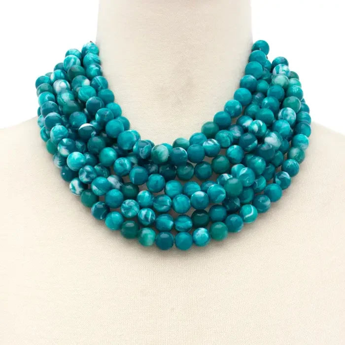 Chunky Beaded Layered Necklace-Multiple Colors