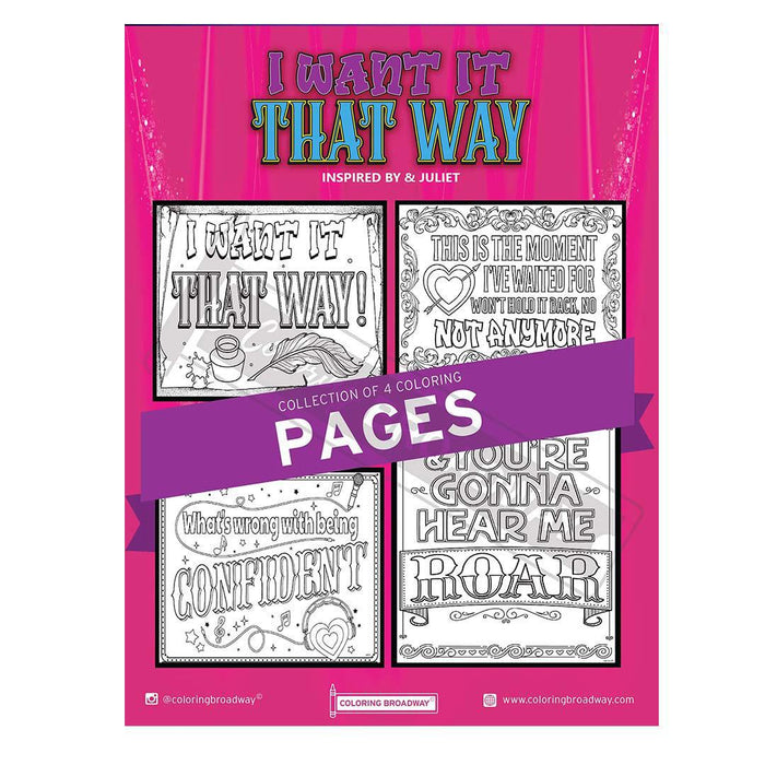 Coloring - I Want it That Way (& Juliet - Pages or Postcards) by Coloring Broadway