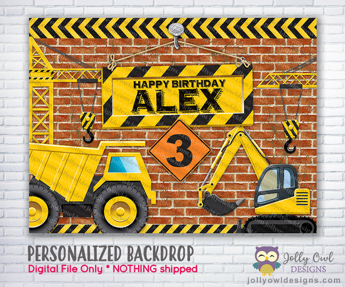 Construction Theme Birthday Backdrop