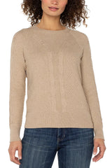 Crew Neck Raglan Sweater in Khaki - Madison's Niche