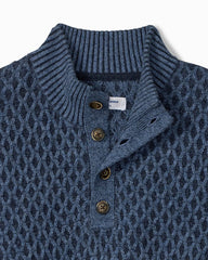 Cross Cable Button-Neck in Coastline - Madison's Niche
