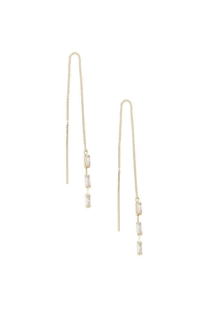 Crystal Baguette Threader Earrings