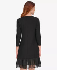 Tommy Hilfiger Women's Crewneck Ruffle Hem Dress