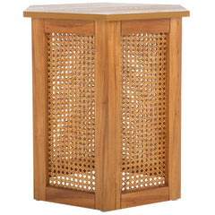 Danez Hexagon Cane Accent Table in Natural