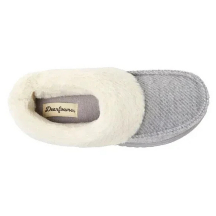 Dearfoams Women’s Memory Foam Slippers 31227 Light Heather Grey