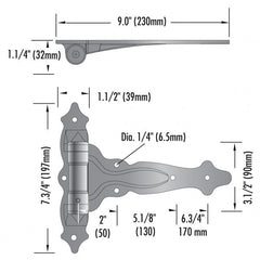 Decorative Adjustable Self-closing Spring Gate Hinges (2 pack) - Wild West Hardware