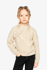 Deux Par Deux Bow Sweater in Off White