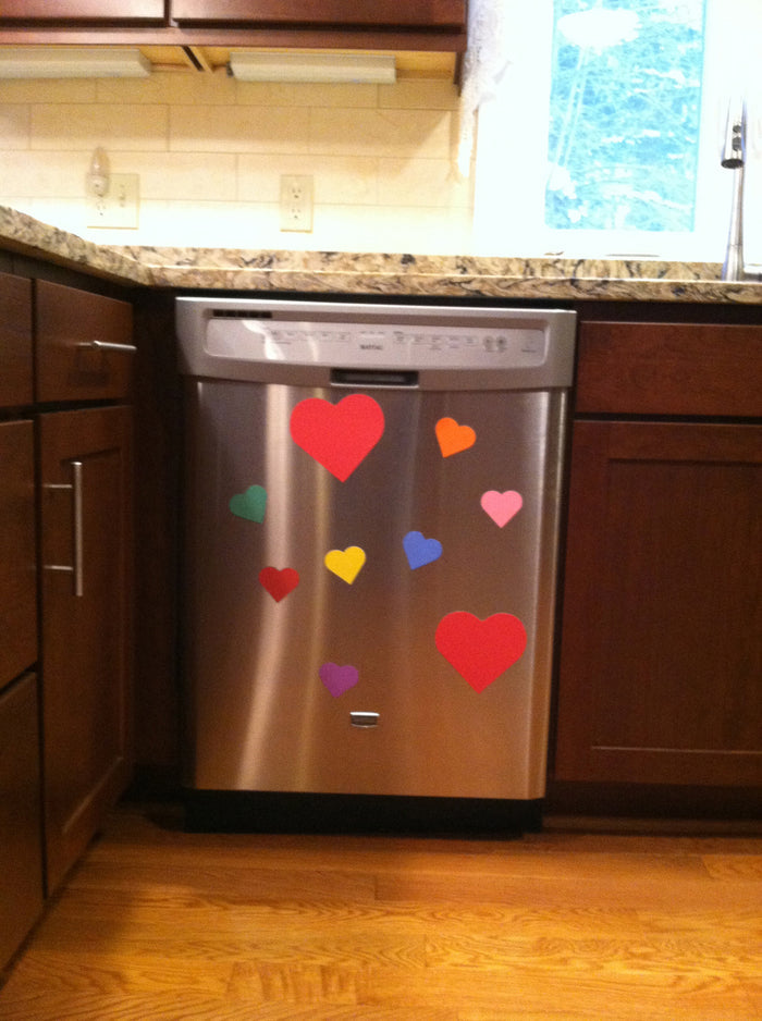 Buy Set of six small red heart-shaped magnets