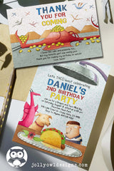 Dragons Love Tacos Birthday Party Invitation - Jolly Owl Designs