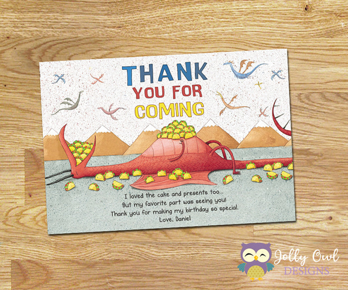 Dragons Love Tacos Printable Thank You Card