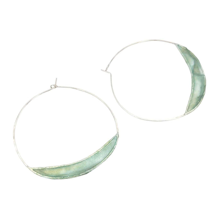 Earrings - Large Paper Bridge Silver Hoops (Cerulean) by Verso