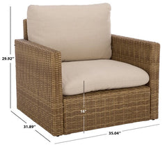 Emma Rattan Armchair in Natural with Taupe Cushion