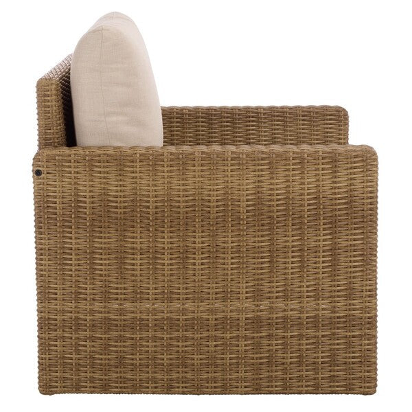 Emma Rattan Armchair in Natural with Taupe Cushion