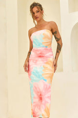 Euphoria Hour Mesh Midi Dress - Pink Blue