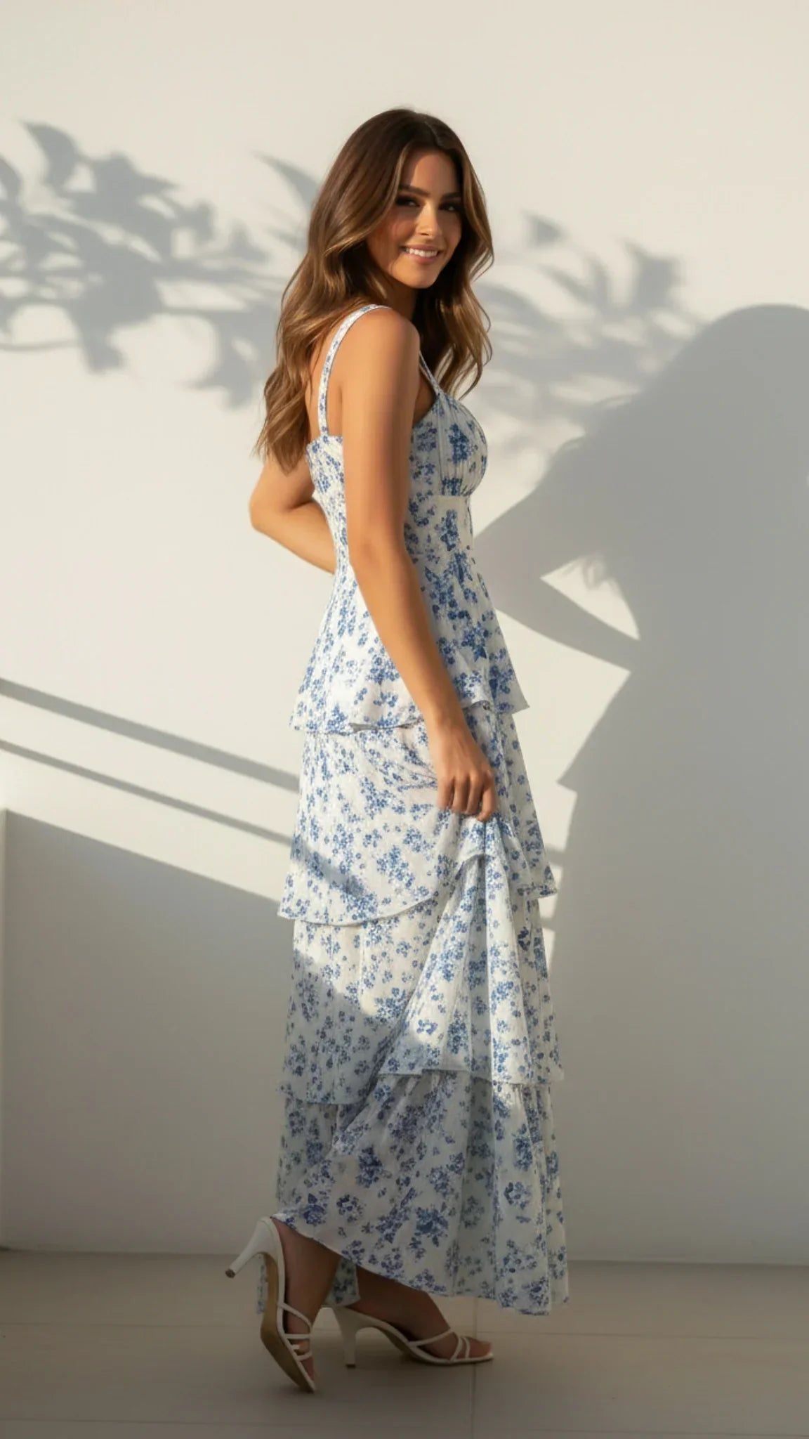 Luciana Tiered Floral Midi Dress