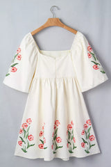 Floral Puff Sleeve Babydoll Dress