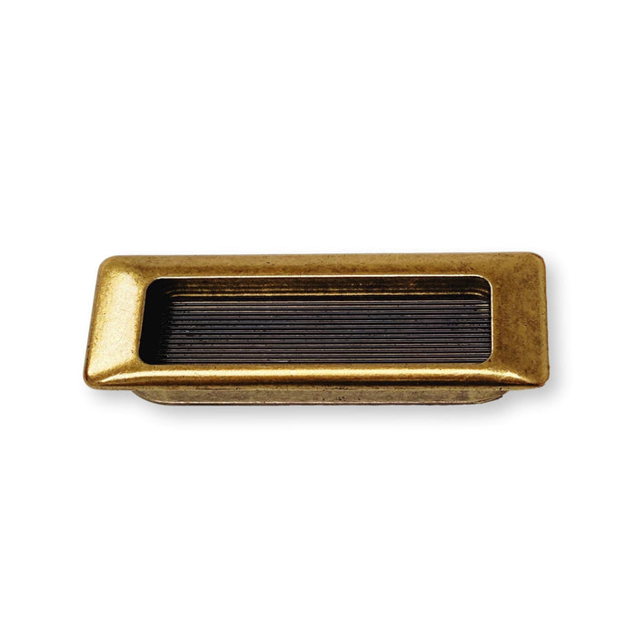 Forme Recessed Cabinet and Closet Pulls in Antique Brass Finish — available options shown together; one selected item sold