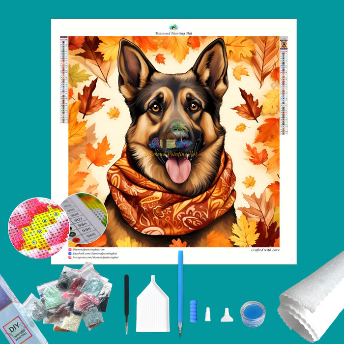 German Shepherd in Fall  Diamond Painting