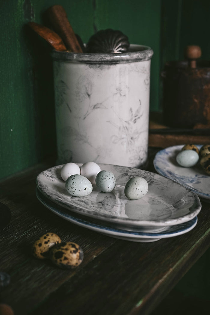 Hand-Painted Ceramic Tray - Grey Garden