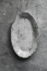 Hand-Painted Ceramic Tray - Grey Garden