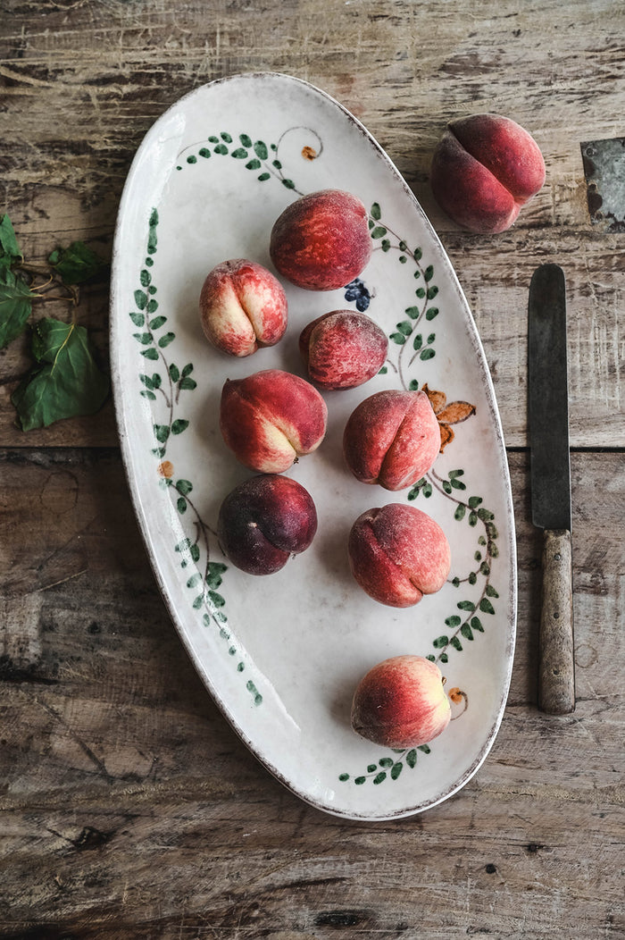 Hand-Painted Oval Ceramic Vine Platter