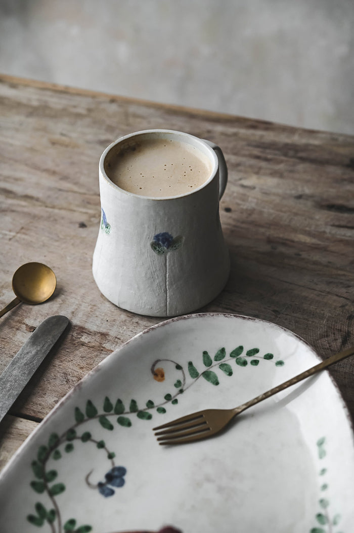 Hand-Painted Oval Ceramic Vine Platter