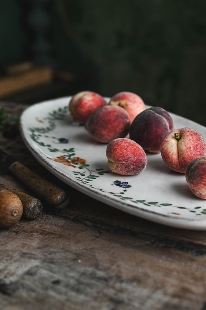 Hand-Painted Oval Ceramic Vine Platter