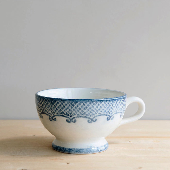 Hand-Painted Round Indigo Ceramic Mug