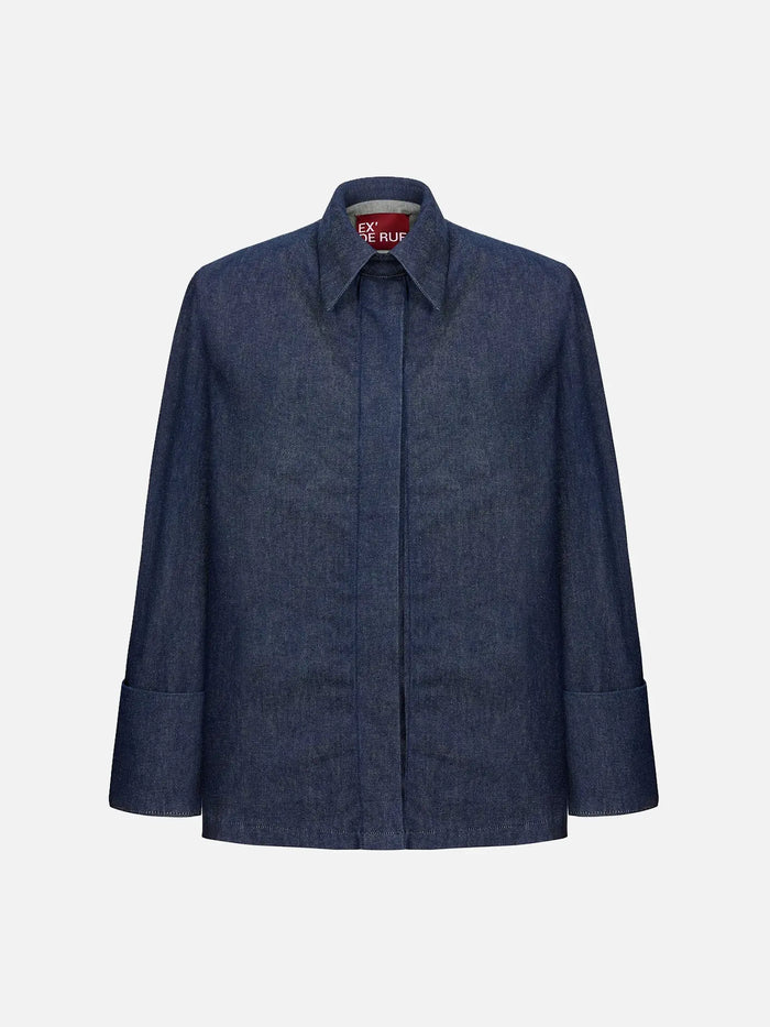 EX DE RUE Haze Denim Kimono Shirt II W – denim, ön görünüm
