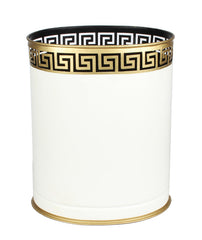 Ivory Greek Key Tissue Holder or Wastepaper Basket by The Enchanted Home