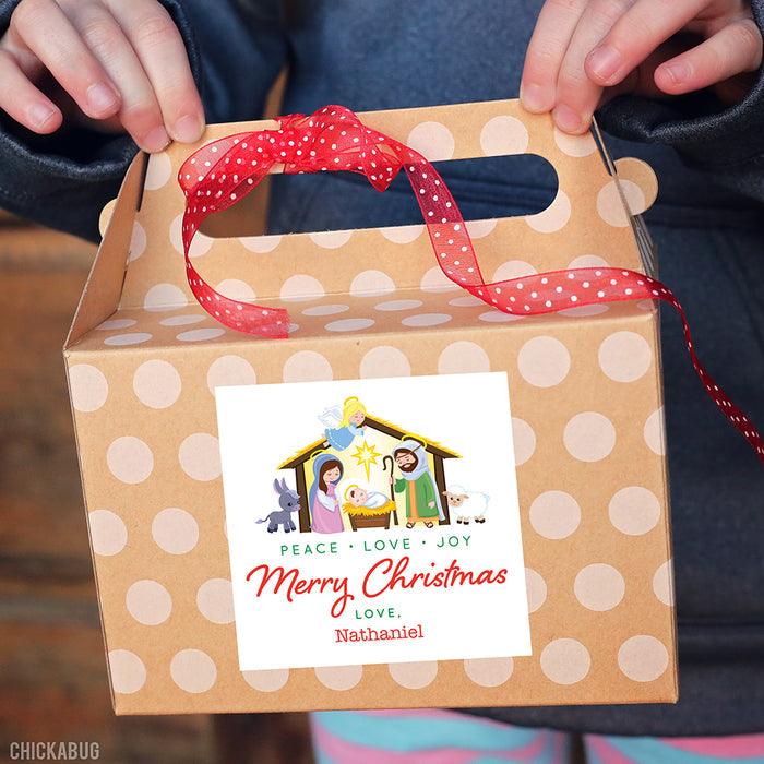 Kids' Nativity Scene Christmas Gift Labels