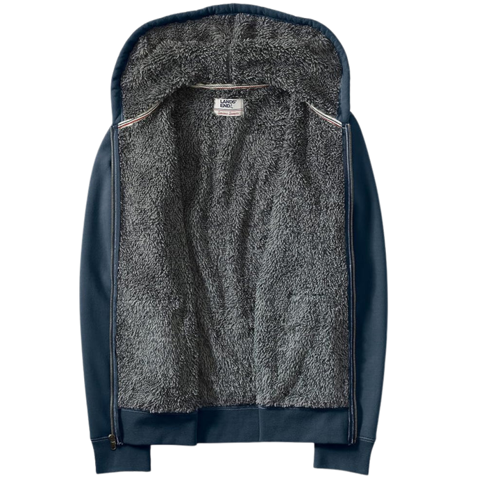 Lands' End Men's Serious Sweats Full Zip Hoodie - Navy