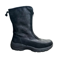 Lands End Women's Mid Calf Boot Black Zip Up 525814
