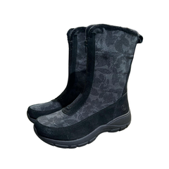 Lands End Women's Mid Calf Boot Black Zip Up 525814