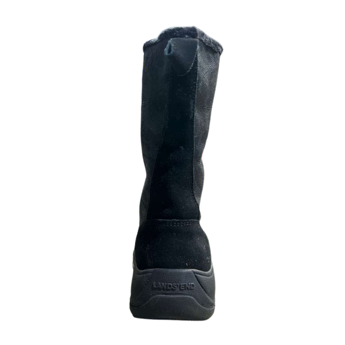 Lands End Women's Mid Calf Boot Black Zip Up 525814