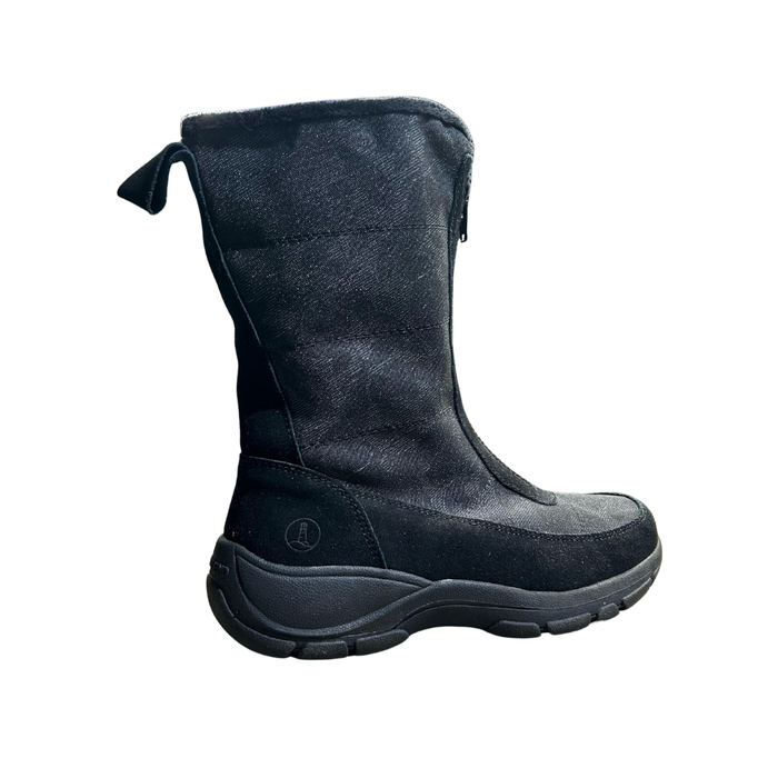 Lands End Women's Mid Calf Boot Black Zip Up 525814