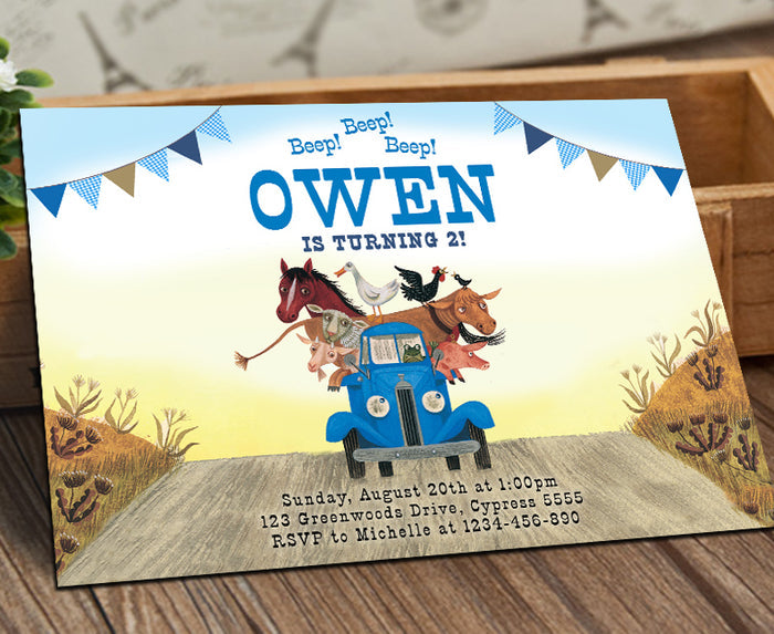 Little Blue Truck Birthday Party Invitation
