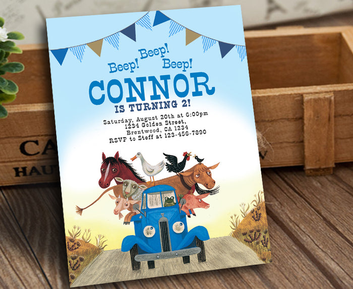 Little Blue Truck Birthday Party Invitation