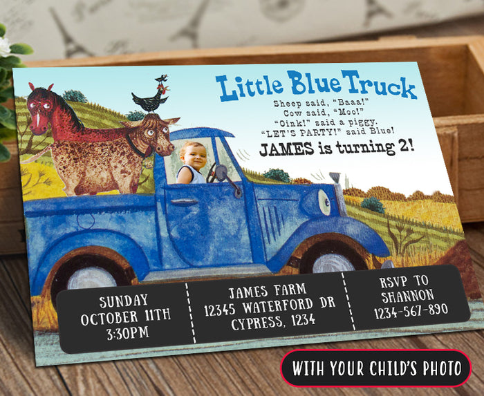 Little Blue Truck Birthday Party Invitation