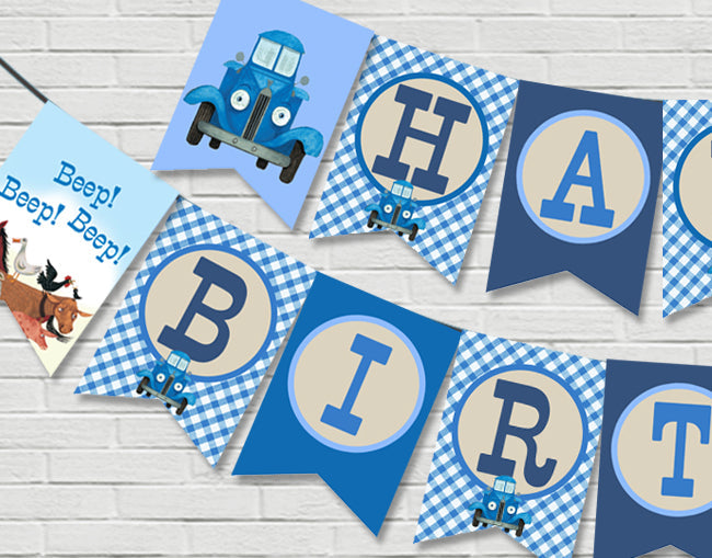 Little Blue Truck Happy Birthday Banner