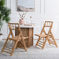 Maja Rattan Folding Accent Chair in Honey (Set of 2)
