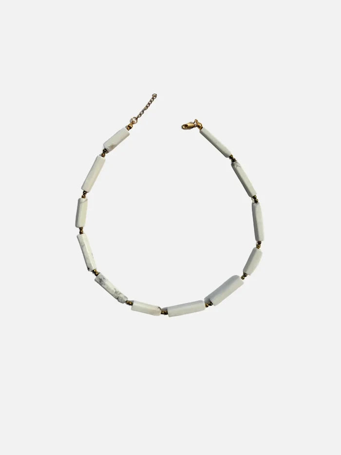 L'ATELIER DES PERLES Maré Blanca Beyaz Jasper ve Hematit Taşlı Kolye - KOLYE