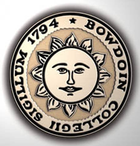 Closeup of Bowdoin sun seal medallion.