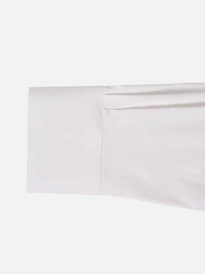 shopi go Meguro Regular Shirt – White, yakın çekim, manşet ve kumaş dokusu