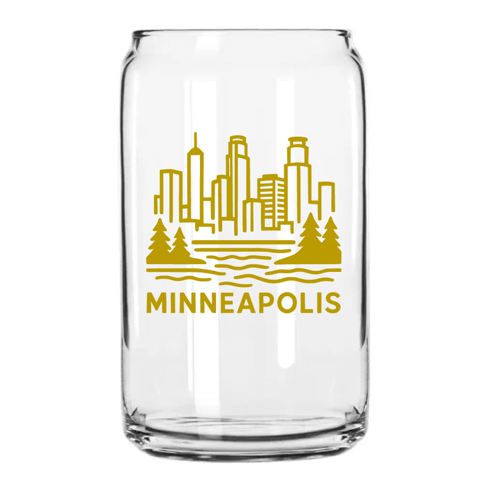 Minneapolis Skyline Can Glass In Gold