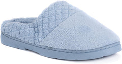 Muk Luks women's Micro Chenille Trimmed Clog Slippers-Blue