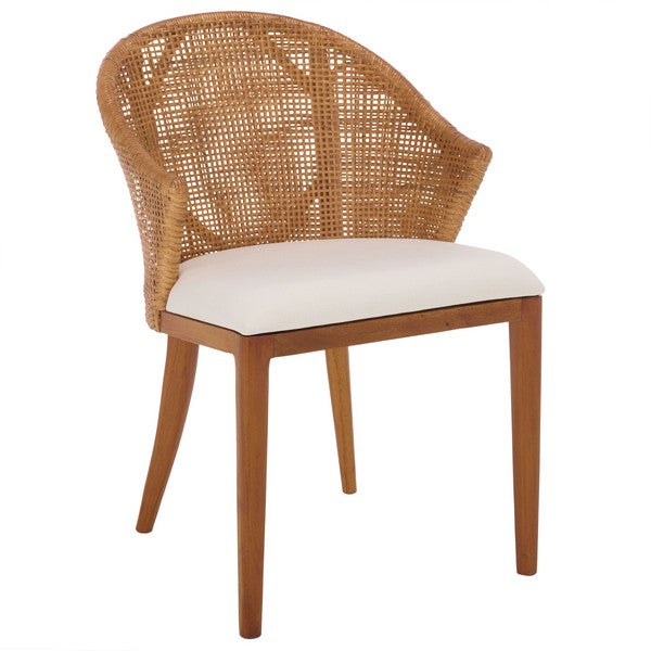 Mura Rattan Accent Chair in Honey with Ivory Cushion