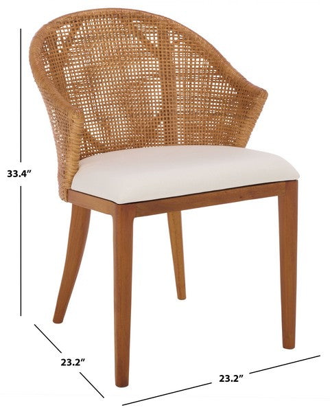 Mura Rattan Accent Chair in Honey with Ivory Cushion