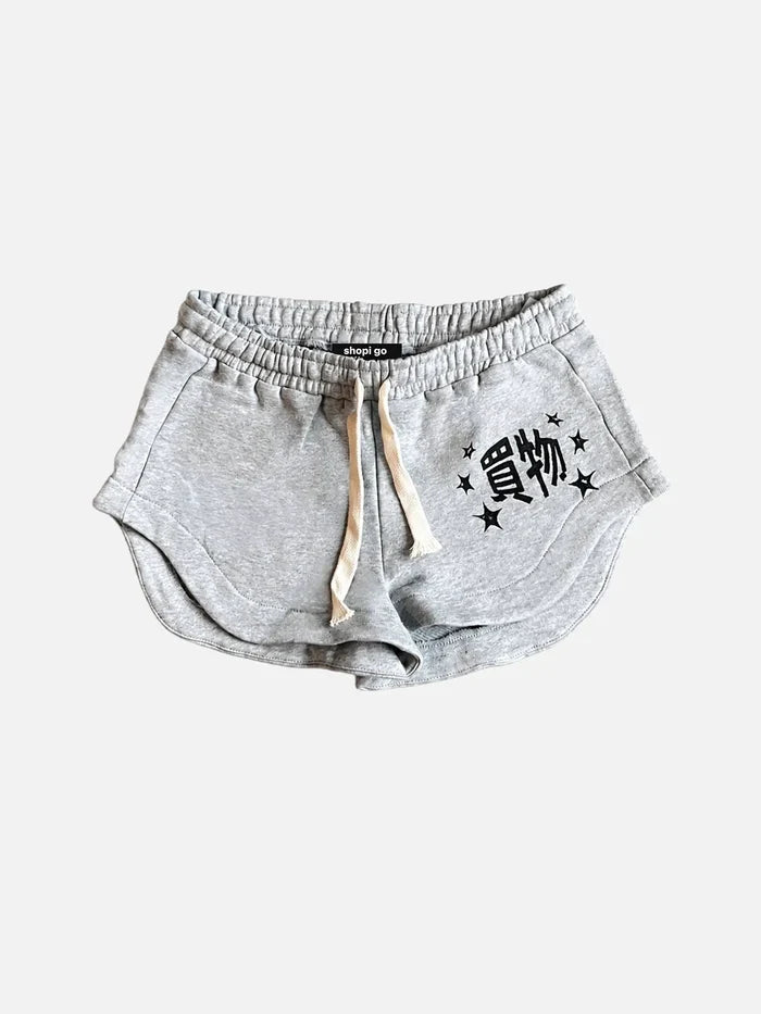 shopi go Naha Mini Shorts - Melange Grey – Melange Grey, ön görünüm
