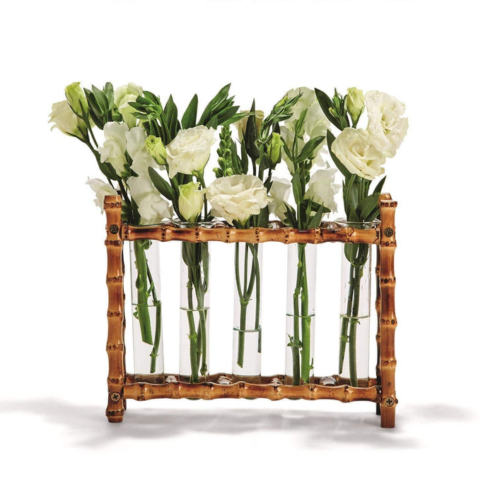 Natural Bamboo Vase with 5 Glass Tubes - The Preppy Bunny